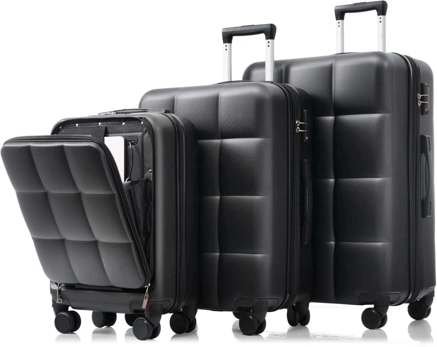3 Piece Hard Shell Luggage Set with USB Port, Spinner Wheels & Expandable Design 20", 24", 28" Suitcases for Travel