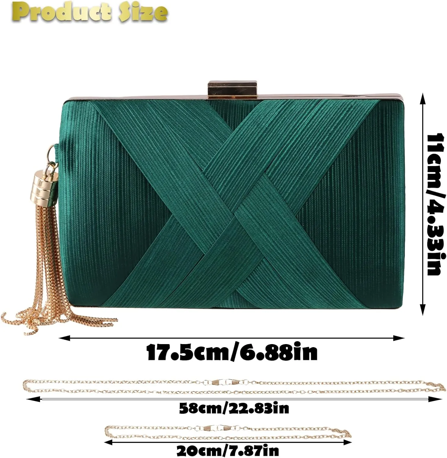 Amexo Women's Clutch Evening Bag, Elegant Chain Bag, Bridal Wedding Prom Going Out Party Handbag Small Shoulder Bag Tassel Purse for Bride
