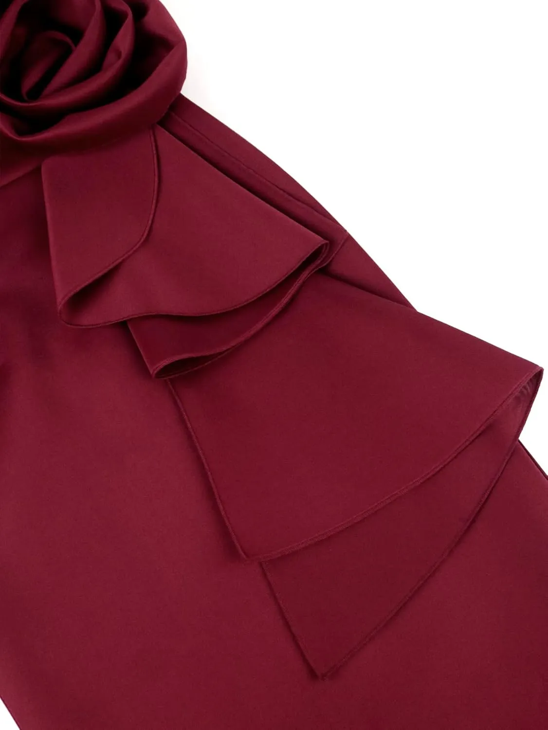 AOMEI Women Floral Layered Sleeveless Dress Ruffle Back Slit Wine Midi Sheath Dresses for Womens Elegant Wedding Guest