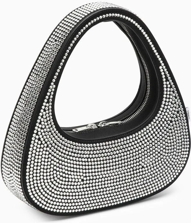 BLACK SWIPE BAG WITH CRYSTALS IN LEATHER