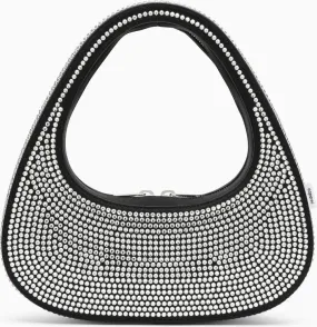 BLACK SWIPE BAG WITH CRYSTALS IN LEATHER