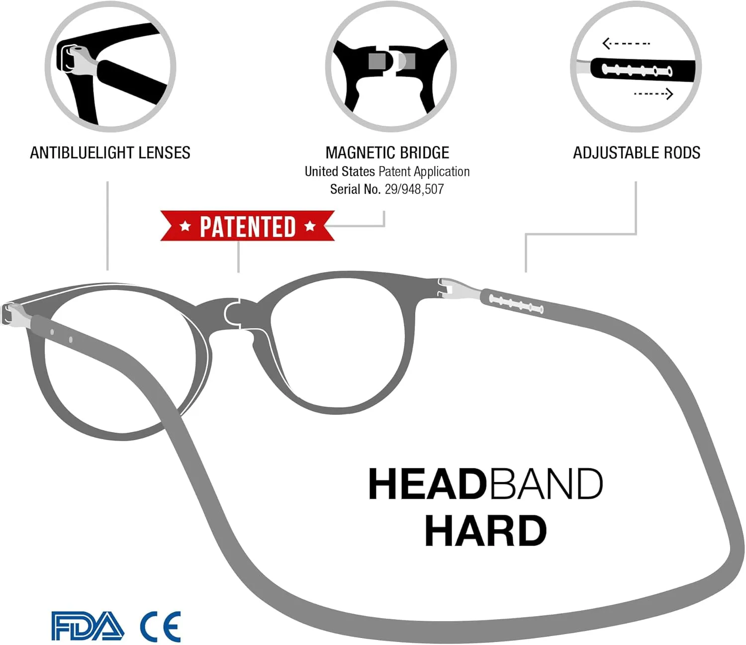 Blue Light Blocking Magnetic Reading Glasses for Men and Women. Rubber Touch Flexible Temples and Anti Glare Lenses.