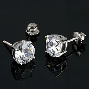 Candi: 7mm, 2.5ct Russian Ice Simulated Diamond Screw Back Earrings