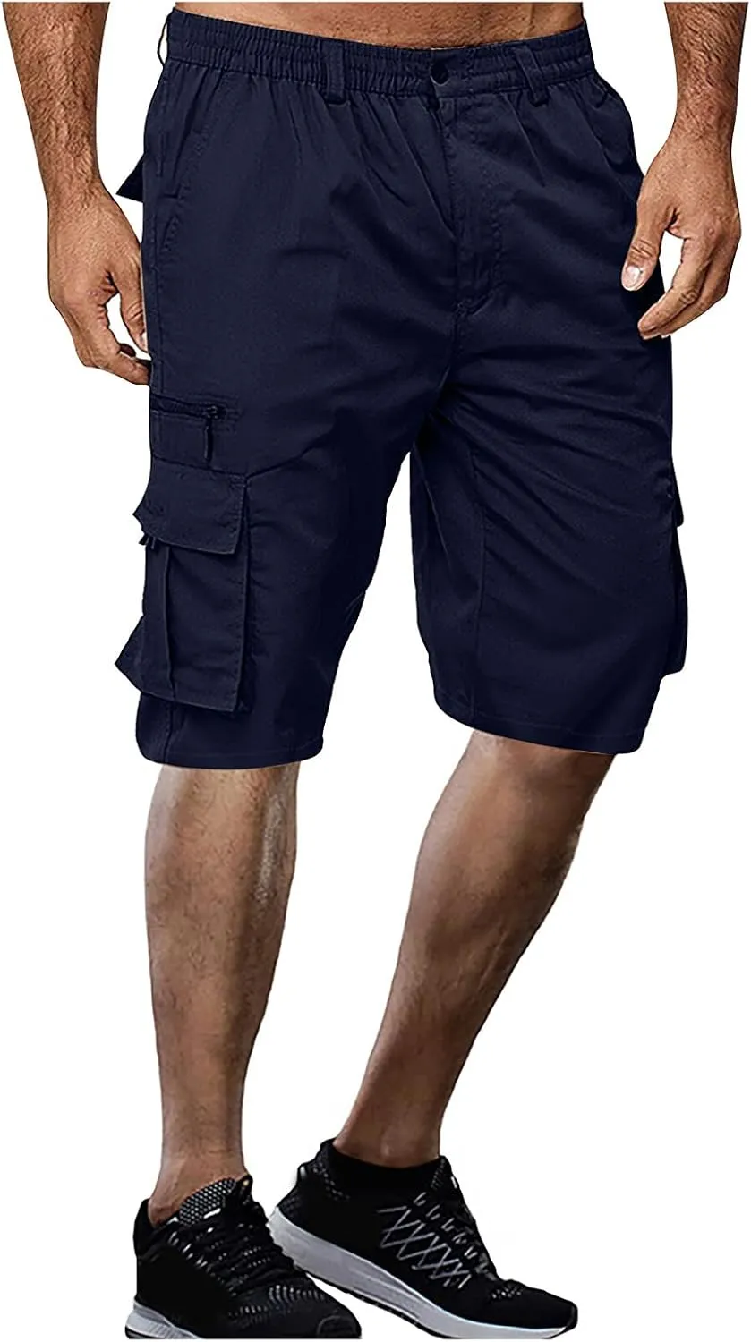 Cargo Shorts for Men Relaxed Fit Resistant Stretch Work Pants Lightweight Regular Flexible Baggy Running Hiking Pants