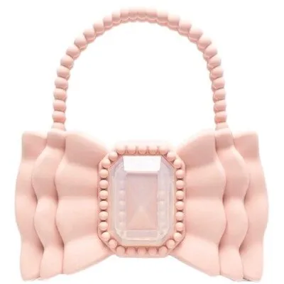 Christmas Gift Brands Bow Jelly Women Handbag Cute Beading Handle Clutch Sweet PVC Hand Bags and Purse Big Diamonds Evening Party Bags Lady INS