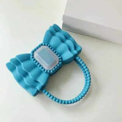 Christmas Gift Brands Bow Jelly Women Handbag Cute Beading Handle Clutch Sweet PVC Hand Bags and Purse Big Diamonds Evening Party Bags Lady INS