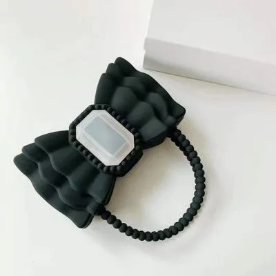 Christmas Gift Brands Bow Jelly Women Handbag Cute Beading Handle Clutch Sweet PVC Hand Bags and Purse Big Diamonds Evening Party Bags Lady INS