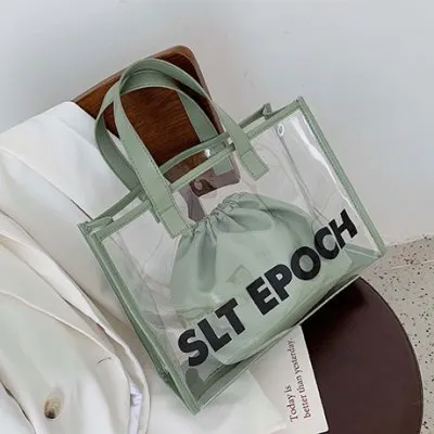 Christmas Gift DORANMI Letter Printed Totes Bags For Women 2020 Summer Tranparent Composite Bags Female Handbag Shoulder Bag Bolsos Mujer BG573