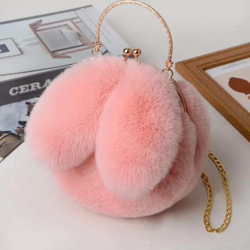 Christmas Gift DORANMI Soft Fur Rabbite Handbag Women's Bag 2021 Luxury Brand Designer Top-handle Bags Female Shoulder Bag Messenger Bolso B696