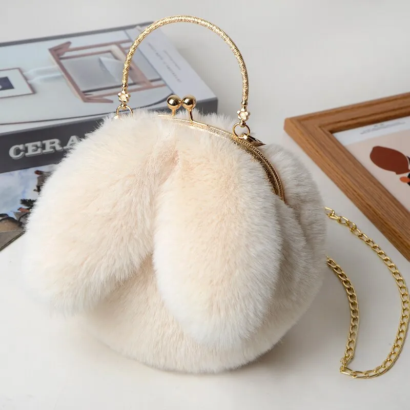 Christmas Gift DORANMI Soft Fur Rabbite Handbag Women's Bag 2021 Luxury Brand Designer Top-handle Bags Female Shoulder Bag Messenger Bolso B696