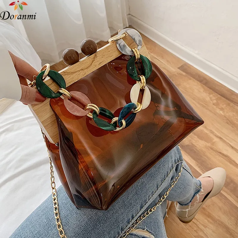 Christmas Gift DORANMI Transparent Shell Flap Women's Handbags 2020 Big Chain Strap Flap Shoulder Bag Female Crossbody Bags Bolsos Mujer BG771