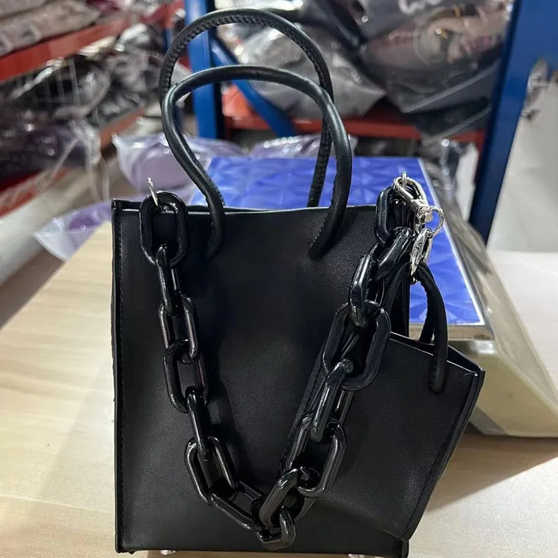 Christmas Gift [EAM] Trendy Women Spring Summer 2021 New Purple Niche Acrylic Chain Armpit Bag  One Shoulder Portable Tote Bag 18A5071 18A5071