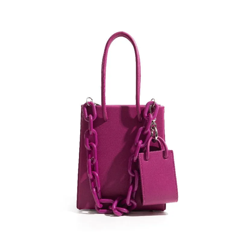 Christmas Gift [EAM] Trendy Women Spring Summer 2021 New Purple Niche Acrylic Chain Armpit Bag  One Shoulder Portable Tote Bag 18A5071 18A5071