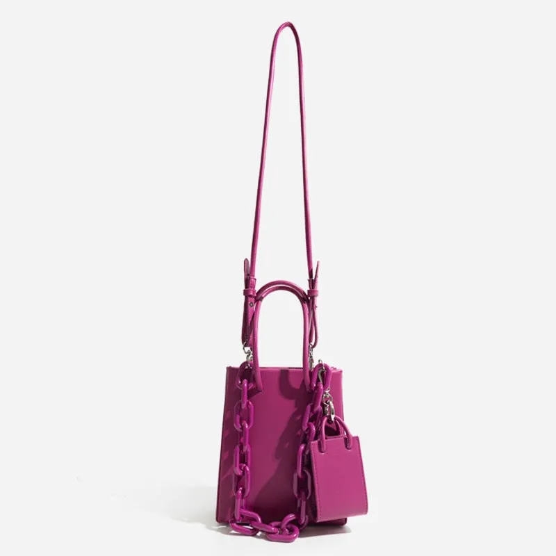 Christmas Gift [EAM] Trendy Women Spring Summer 2021 New Purple Niche Acrylic Chain Armpit Bag  One Shoulder Portable Tote Bag 18A5071 18A5071