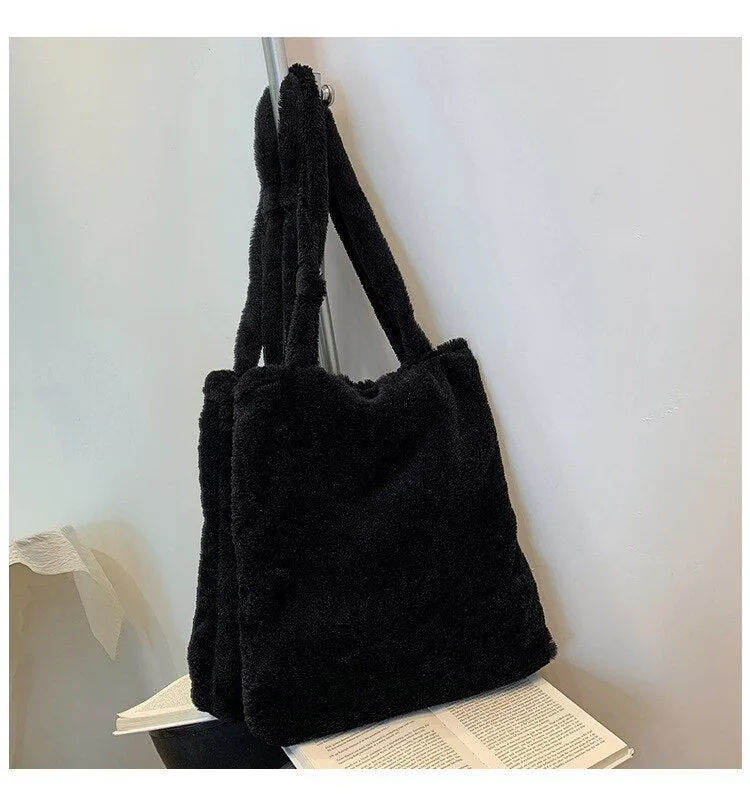 Christmas Gift Fashion Leopard Plush Tote Designer Animal Printed Women Shoulder Bag Winter Soft Fluffy Shopper Bags for Women Handbags 2021
