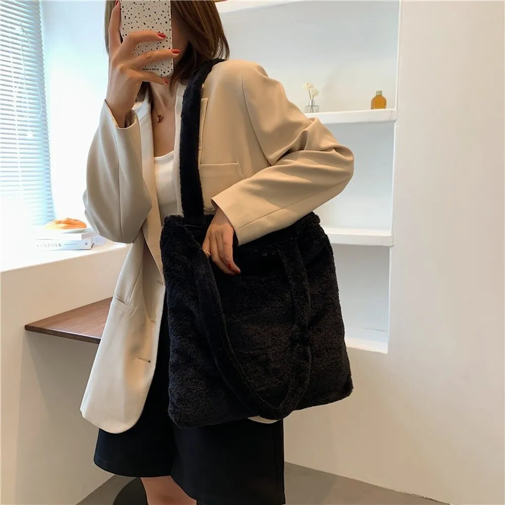 Christmas Gift Fashion Leopard Plush Tote Designer Animal Printed Women Shoulder Bag Winter Soft Fluffy Shopper Bags for Women Handbags 2021