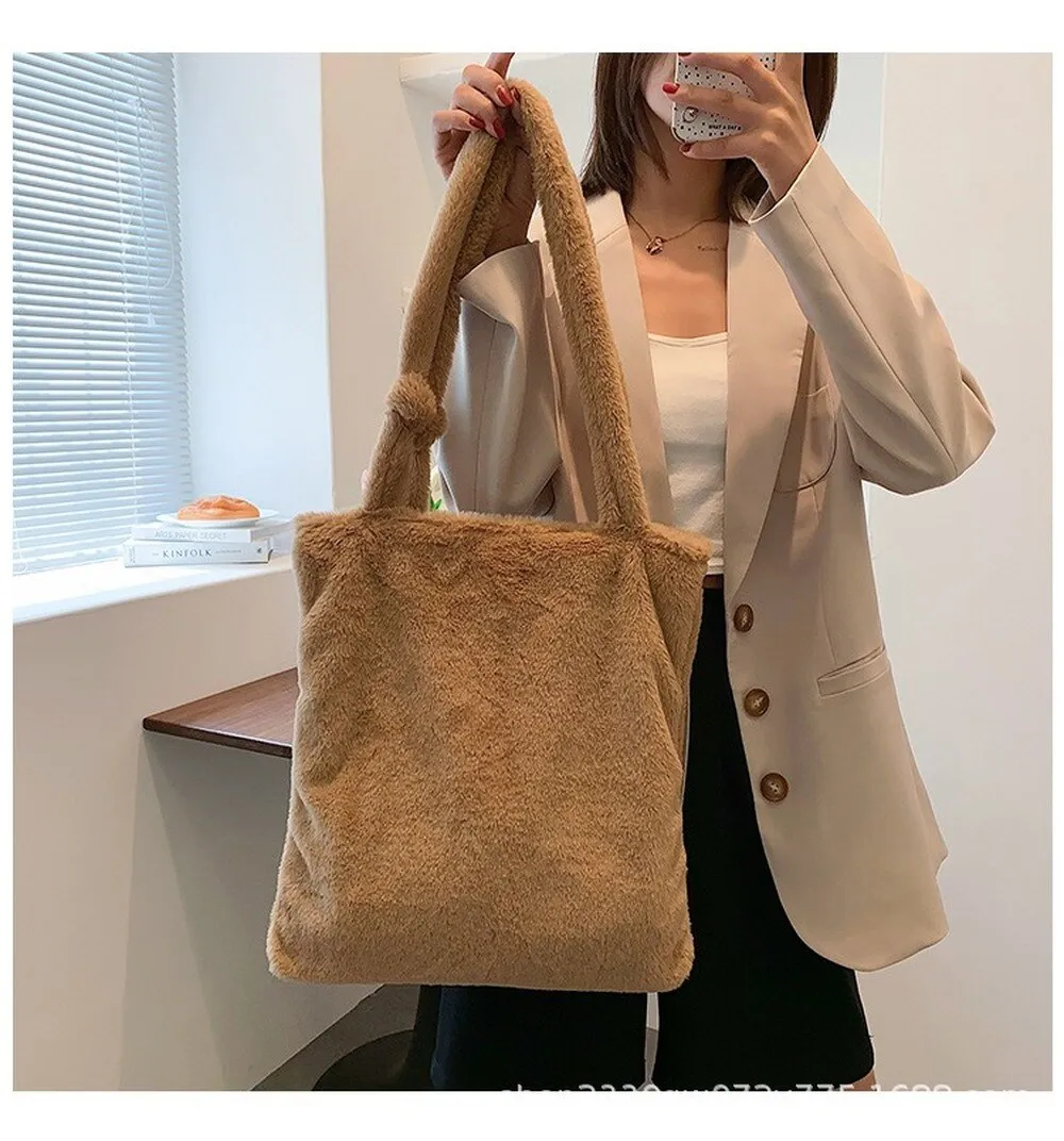 Christmas Gift Fashion Leopard Plush Tote Designer Animal Printed Women Shoulder Bag Winter Soft Fluffy Shopper Bags for Women Handbags 2021
