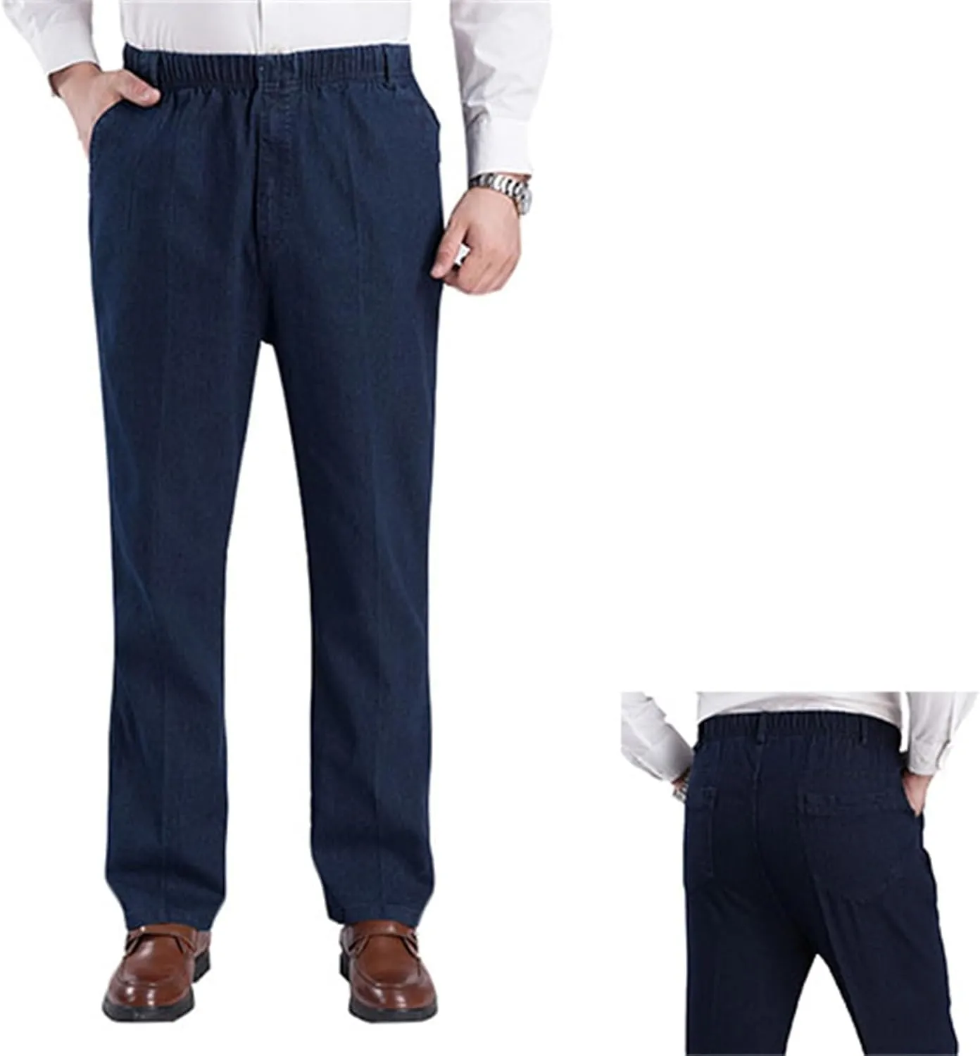 Cooliflex Jeans, Gentsflex - Flexible Waist Straight Fit Comfort Denim Mens Elastic Waist Jeans Relaxed Fit with Zipper
