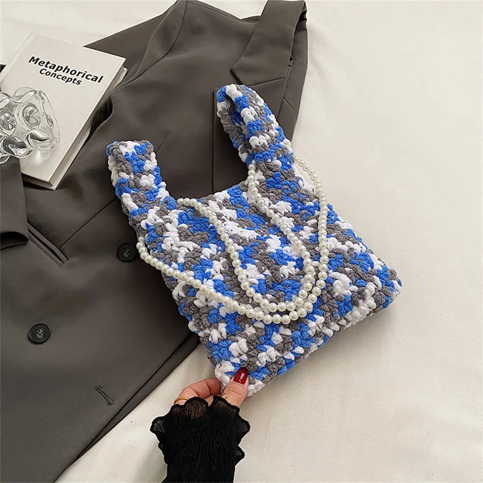 Delani Pearl Strap Bohemian Print Knit Bags