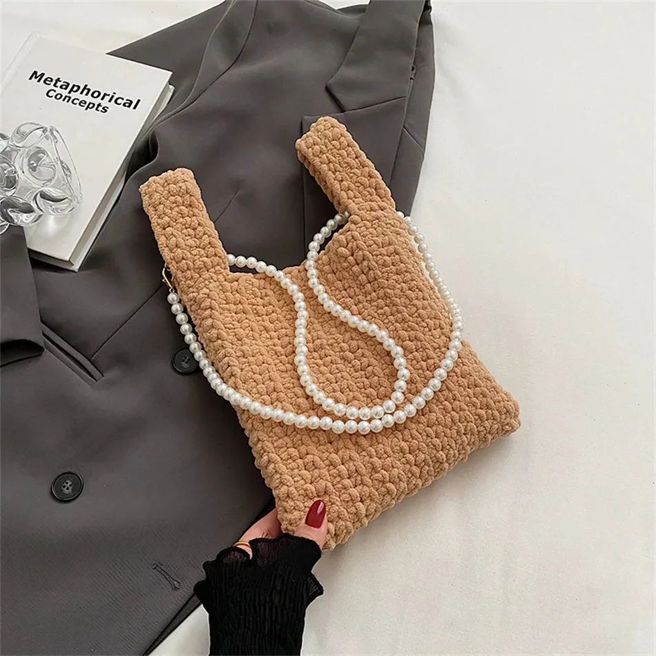 Delani Pearl Strap Bohemian Print Knit Bags