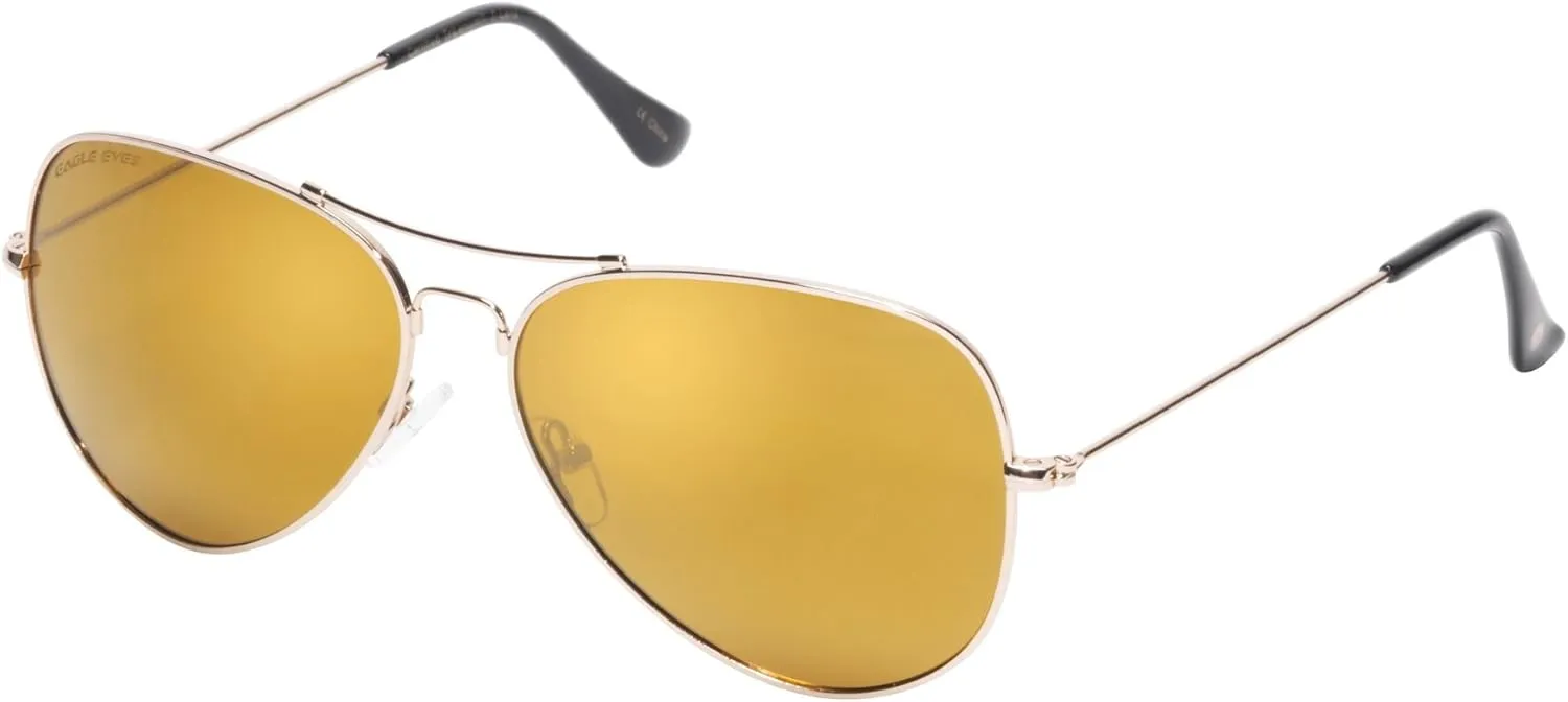 Eagle Eyes Titanium Alloy Memory Flex Flexible Polarized Aviator Sunglasses - UV and Blue Light Protection