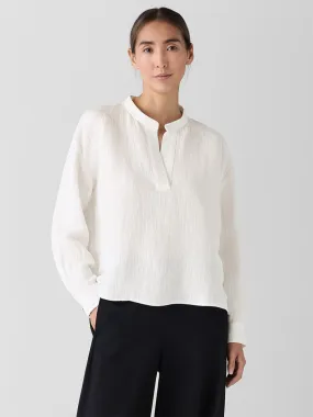 Eileen Fisher Mandarin Collar Top in Ivory