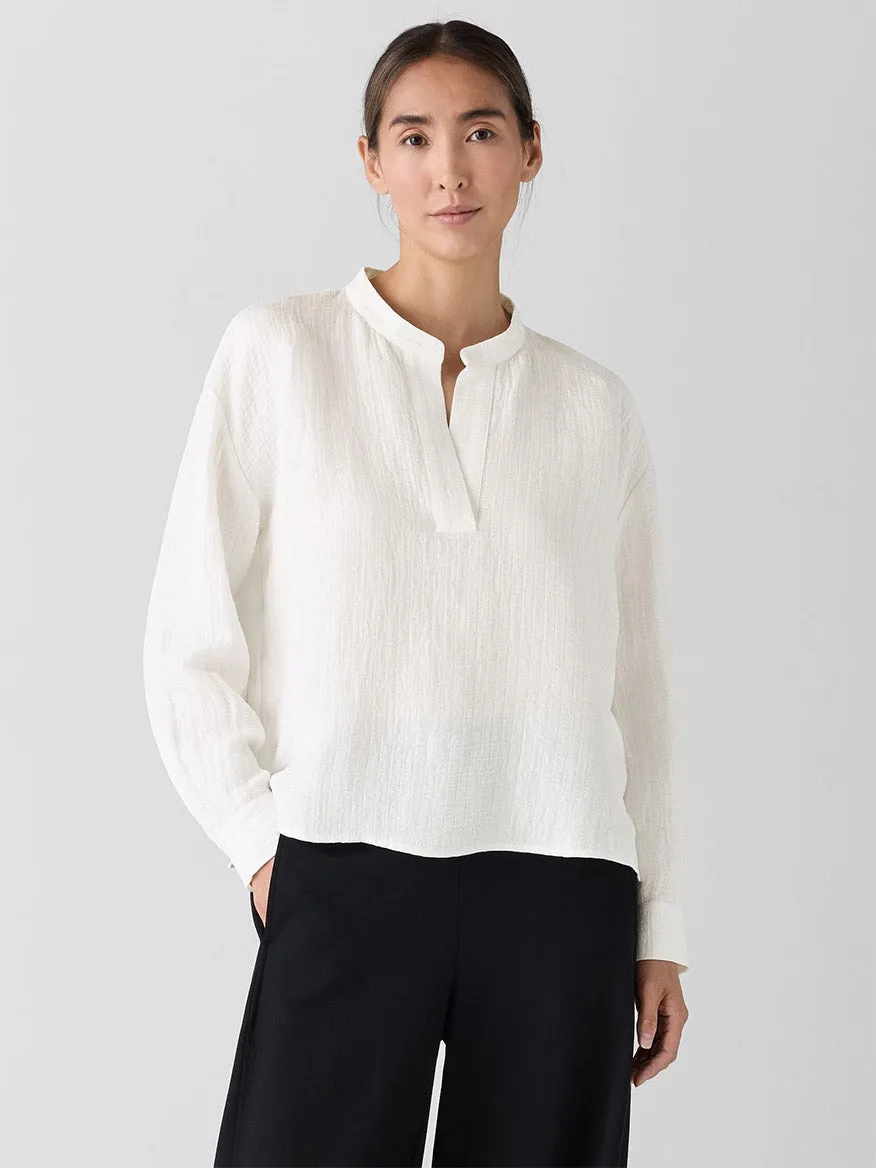 Eileen Fisher Mandarin Collar Top in Ivory