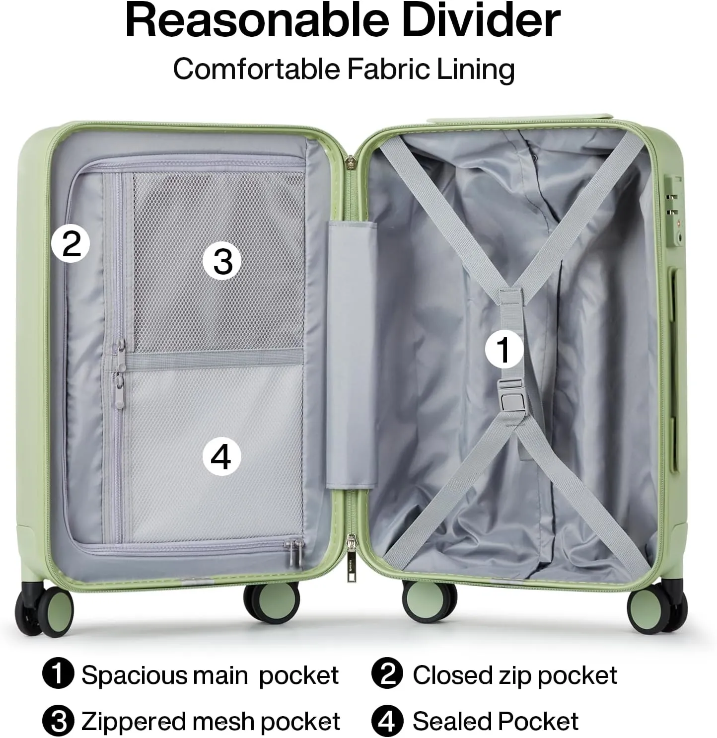 Hanke Luggage Sets 2 Piece with Spinner Wheels, 20/28 Inch Hard Shell Suitcases Set TSA Approved Luggage Travel Rolling Large Luggage(Bamboo Green)