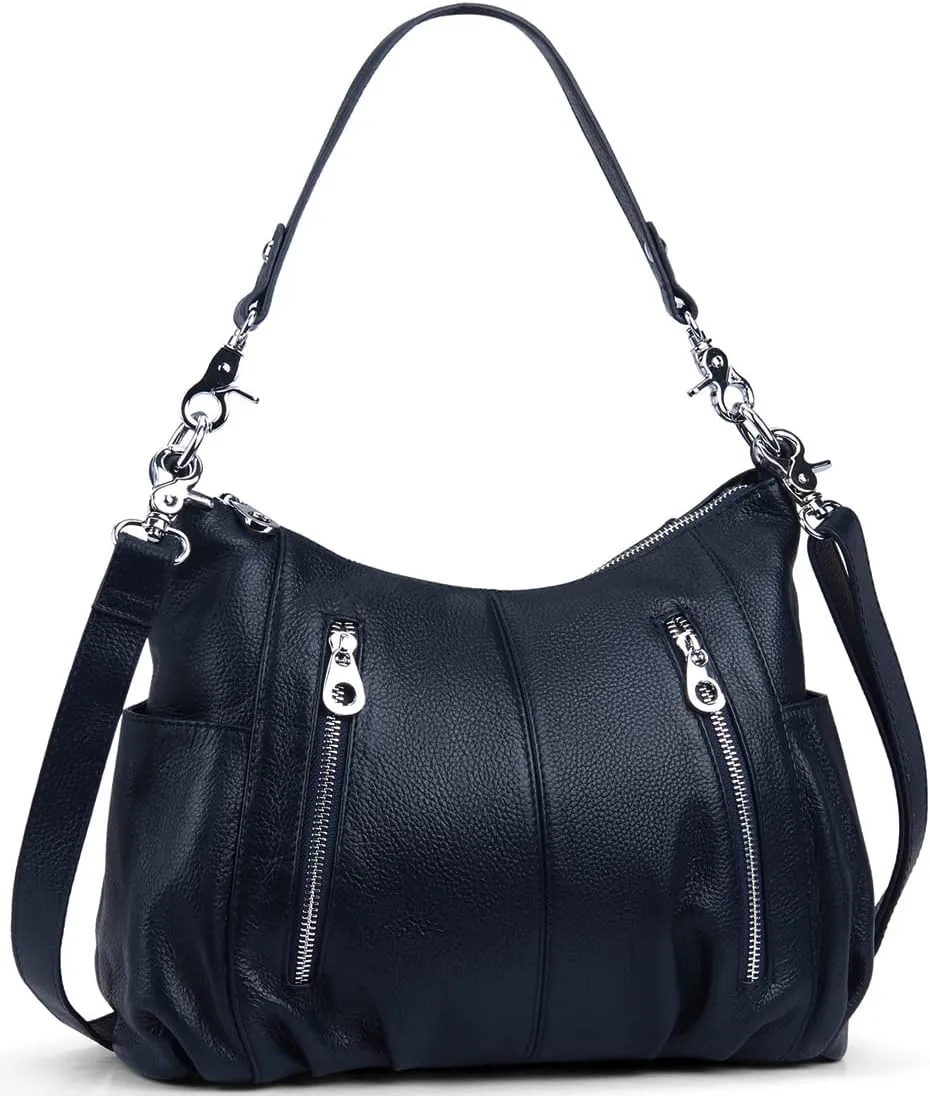 HESHE Genuine Leather Purses for Women Shoulder Hobo Bag Crossbody Satchel Handbags Designer Ladies Totes Purse