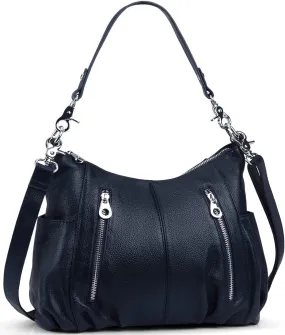 HESHE Genuine Leather Purses for Women Shoulder Hobo Bag Crossbody Satchel Handbags Designer Ladies Totes Purse