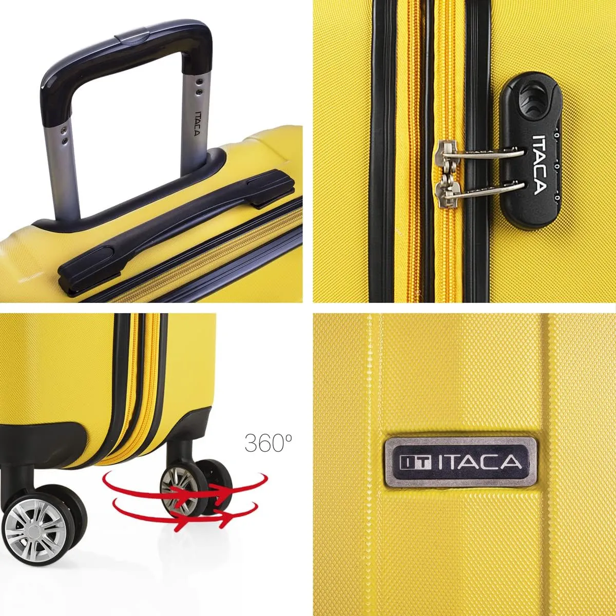 ITACA Juego Maletas de Viaje 4 Ruedas Trolley ABS. Extensibles Rgidas Resistentes y Ligeras. Mango Asas Candado. Pequea Cabina Low Cost, Mediana y Grande y Neceser. T71500