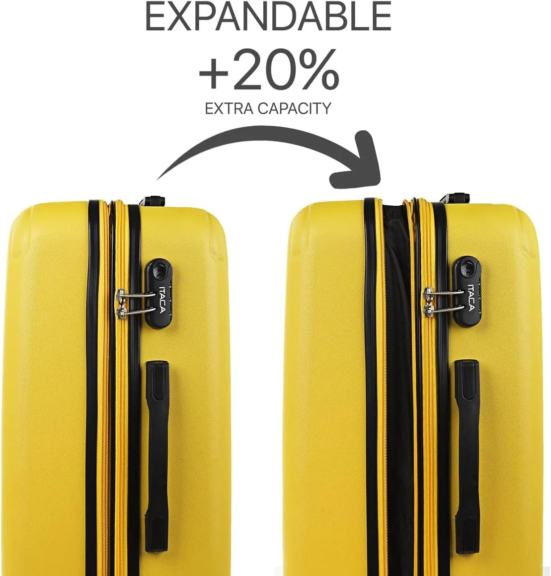 ITACA Juego Maletas de Viaje 4 Ruedas Trolley ABS. Extensibles Rgidas Resistentes y Ligeras. Mango Asas Candado. Pequea Cabina Low Cost, Mediana y Grande y Neceser. T71500