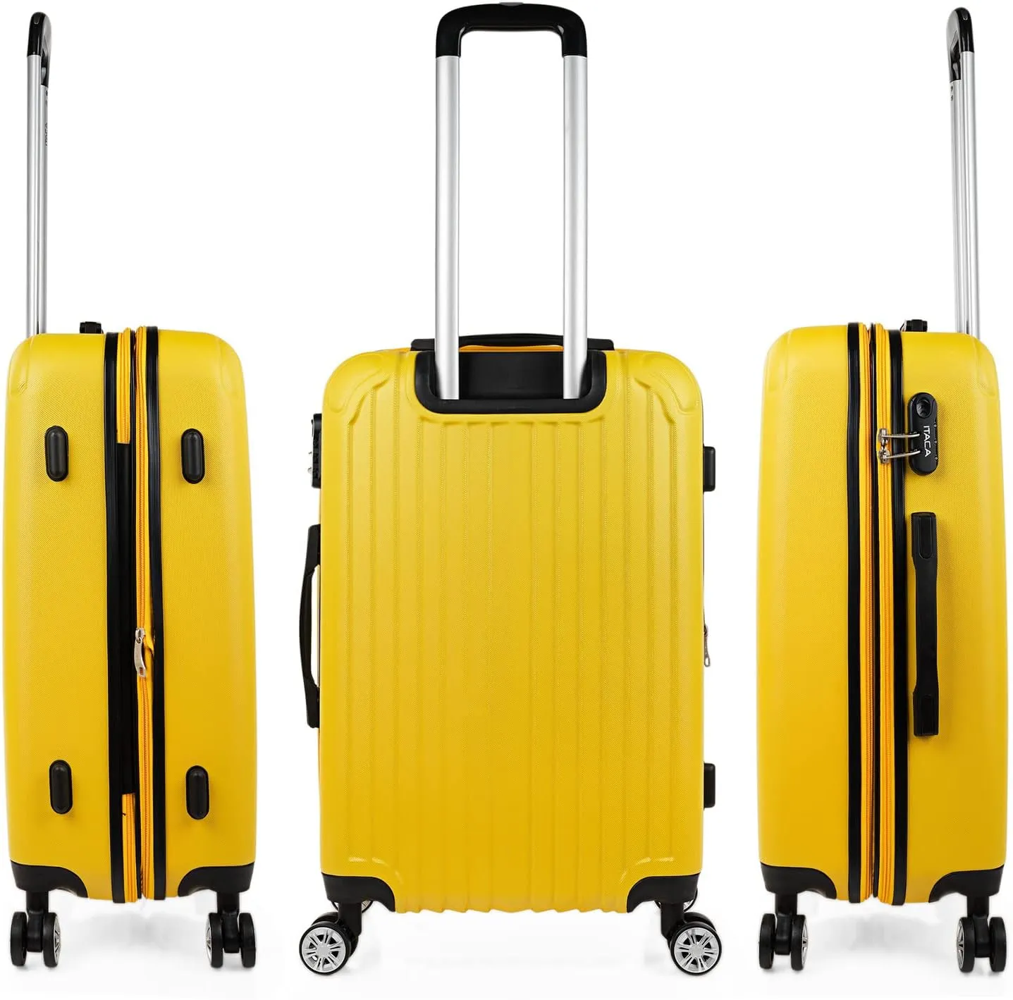 ITACA Juego Maletas de Viaje 4 Ruedas Trolley ABS. Extensibles Rgidas Resistentes y Ligeras. Mango Asas Candado. Pequea Cabina Low Cost, Mediana y Grande y Neceser. T71500