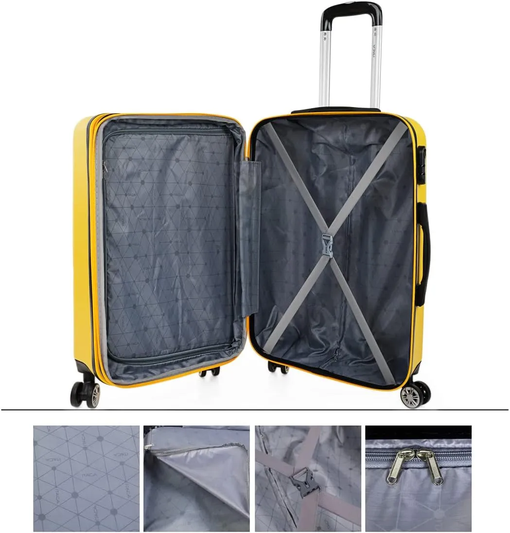 ITACA Juego Maletas de Viaje 4 Ruedas Trolley ABS. Extensibles Rgidas Resistentes y Ligeras. Mango Asas Candado. Pequea Cabina Low Cost, Mediana y Grande y Neceser. T71500