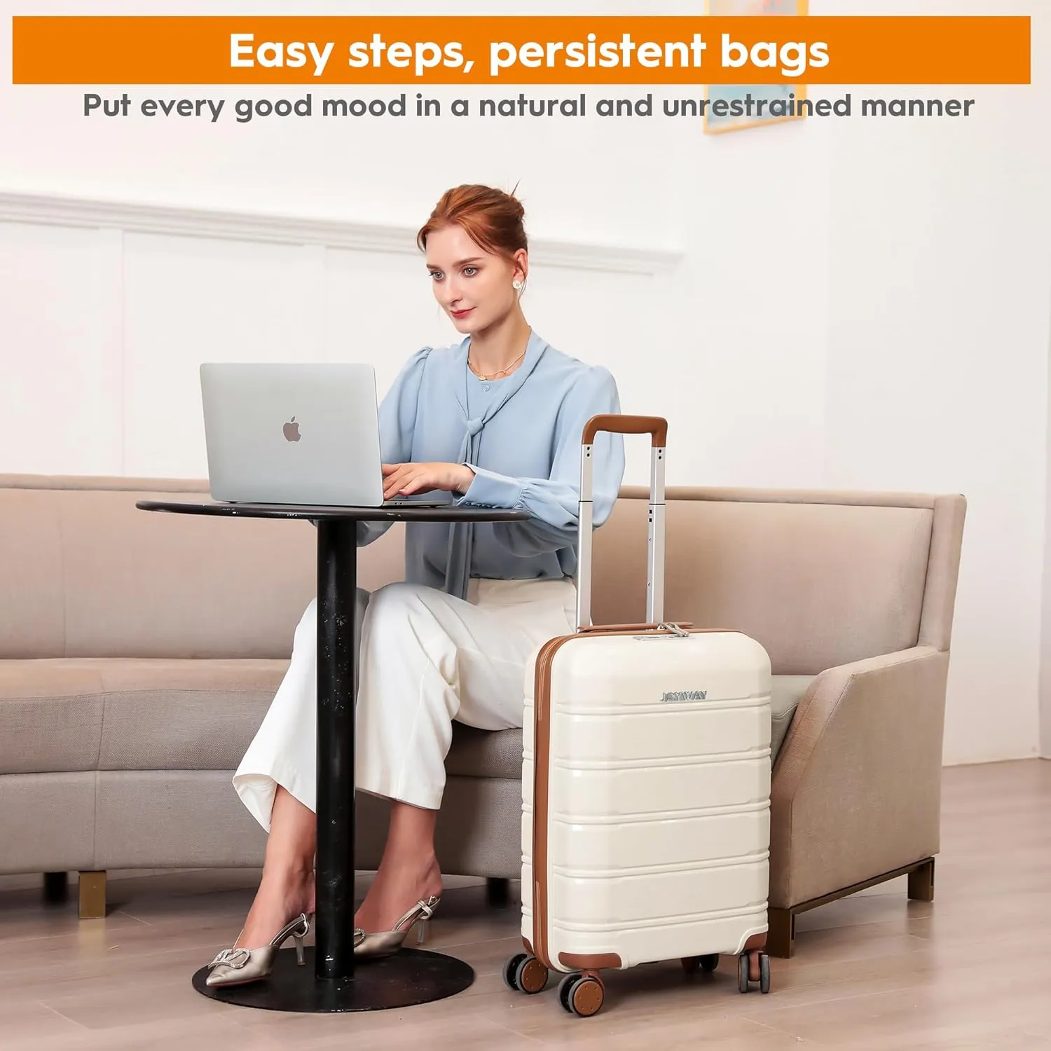 Joyway 5 Piece Luggage Sets, Lightweight Rolling Hardside Carry On and Checked Suitcase with TSA Lock and Spinner Wheels for Women and Men Travel Baggage White