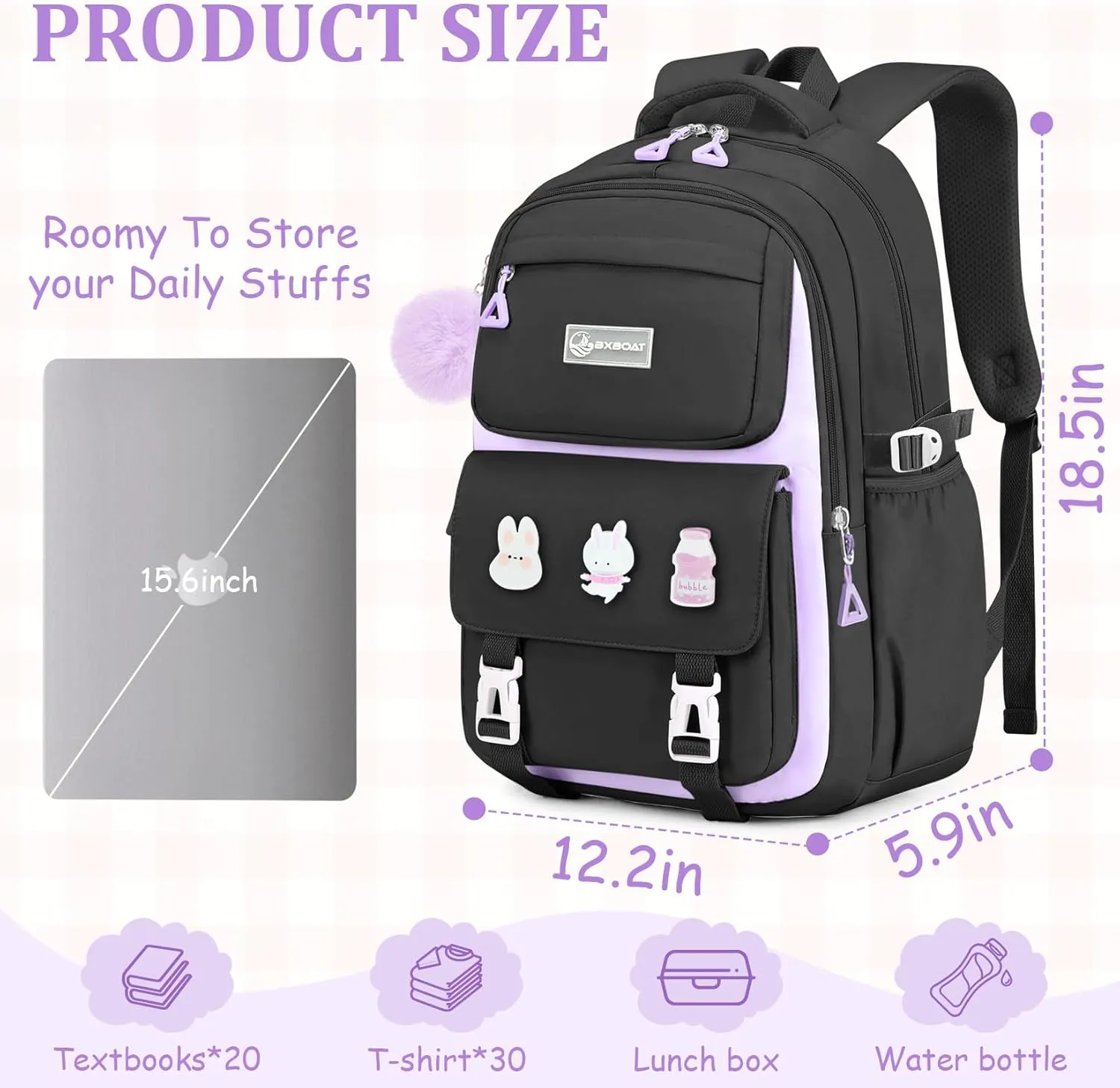 Kids Backpacks for Girls - Cute Girls Backpack for Elementary, Middle and High School Students - 18" School Bookbag