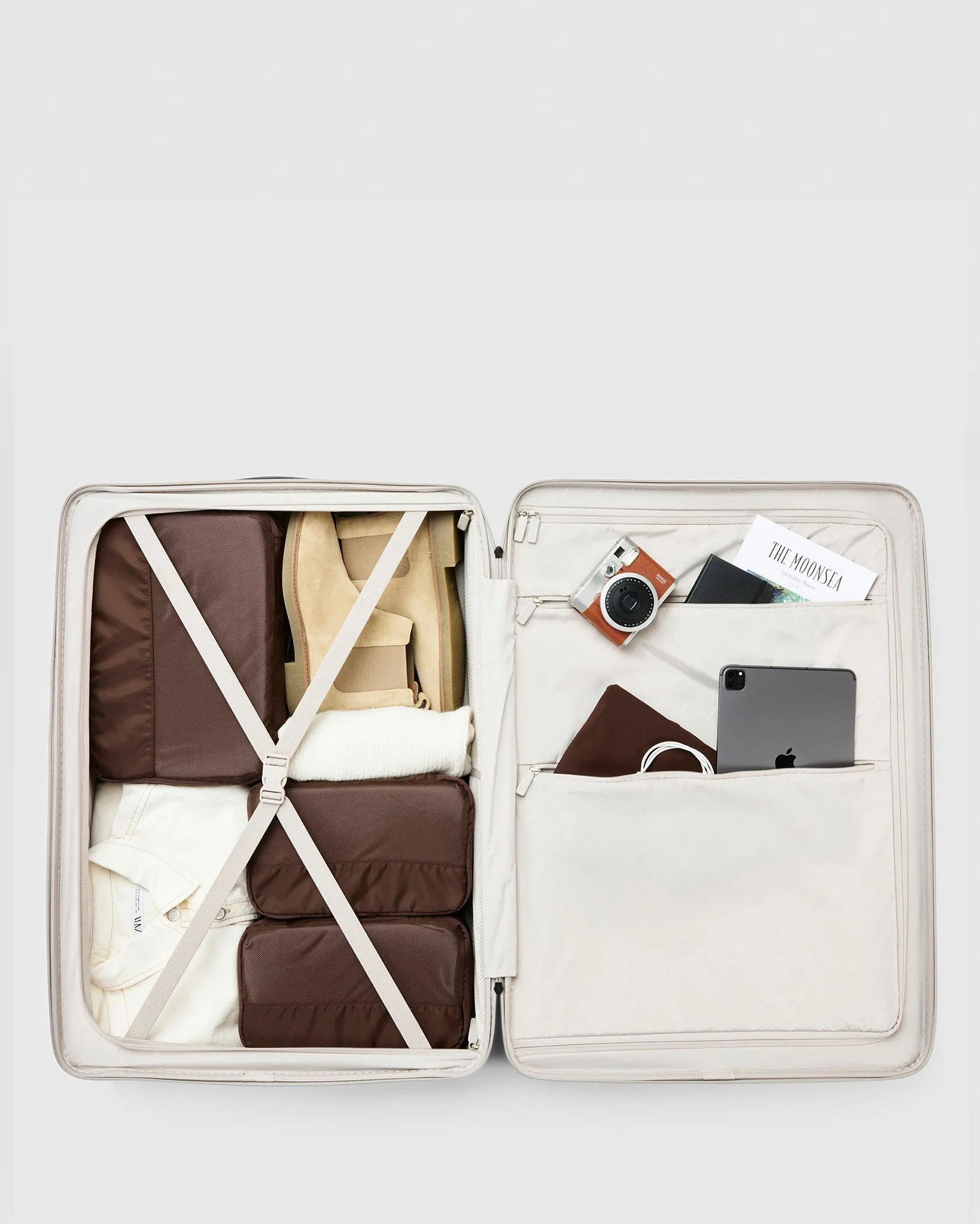 Large Check In Suitcase - Moonbeam Beige