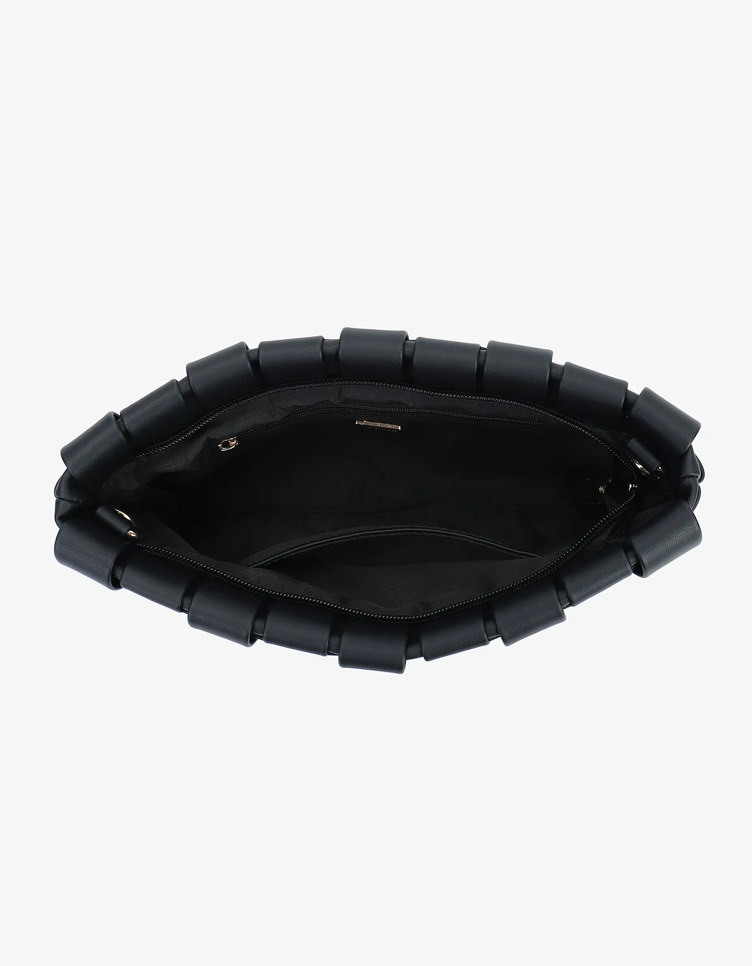 LINDY WOVEN CLUTCH SMALL BLACK