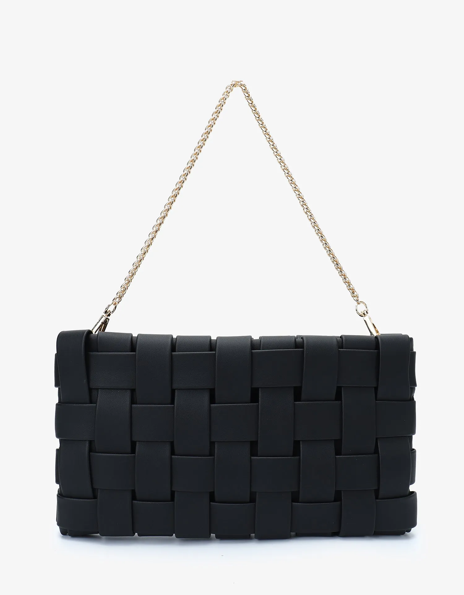 LINDY WOVEN CLUTCH SMALL BLACK