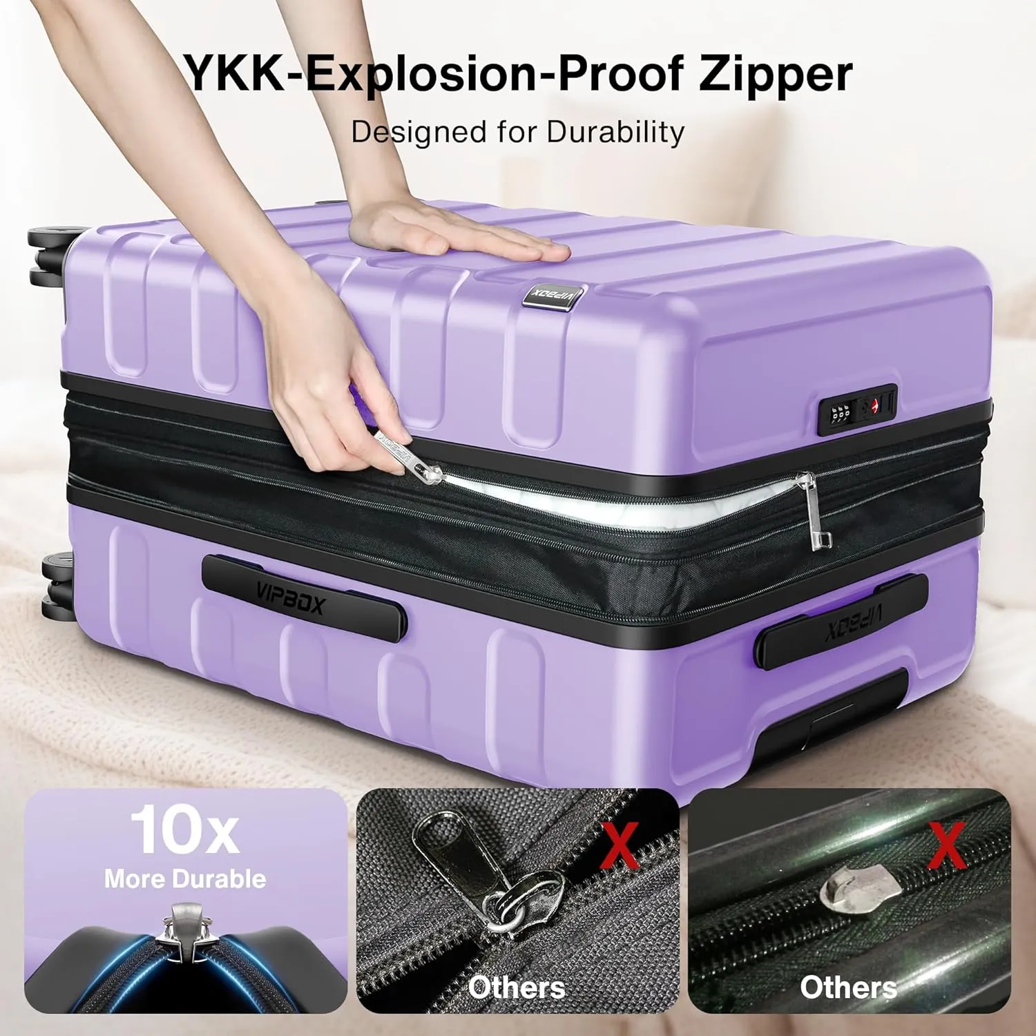 Luggage Sets 2 Piece 20 28 Inch (3-YEARS VIP SERVICE) Hardside Lightweight Premium Polycarbonate Beautiful Travel Suitcase with Wheels x1 TSA Approved Lock for Women Men Sisters, Purple/Green