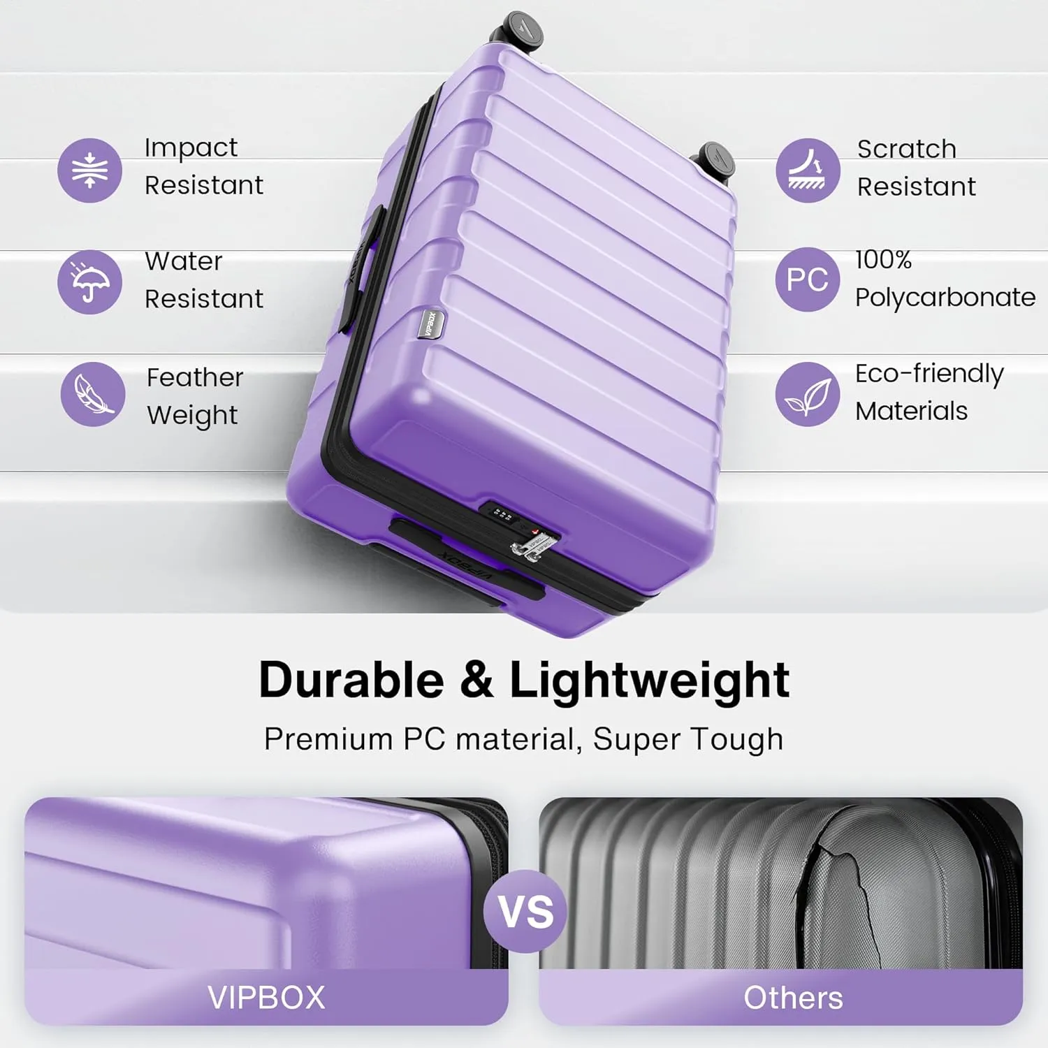 Luggage Sets 2 Piece 20 28 Inch (3-YEARS VIP SERVICE) Hardside Lightweight Premium Polycarbonate Beautiful Travel Suitcase with Wheels x1 TSA Approved Lock for Women Men Sisters, Purple/Green