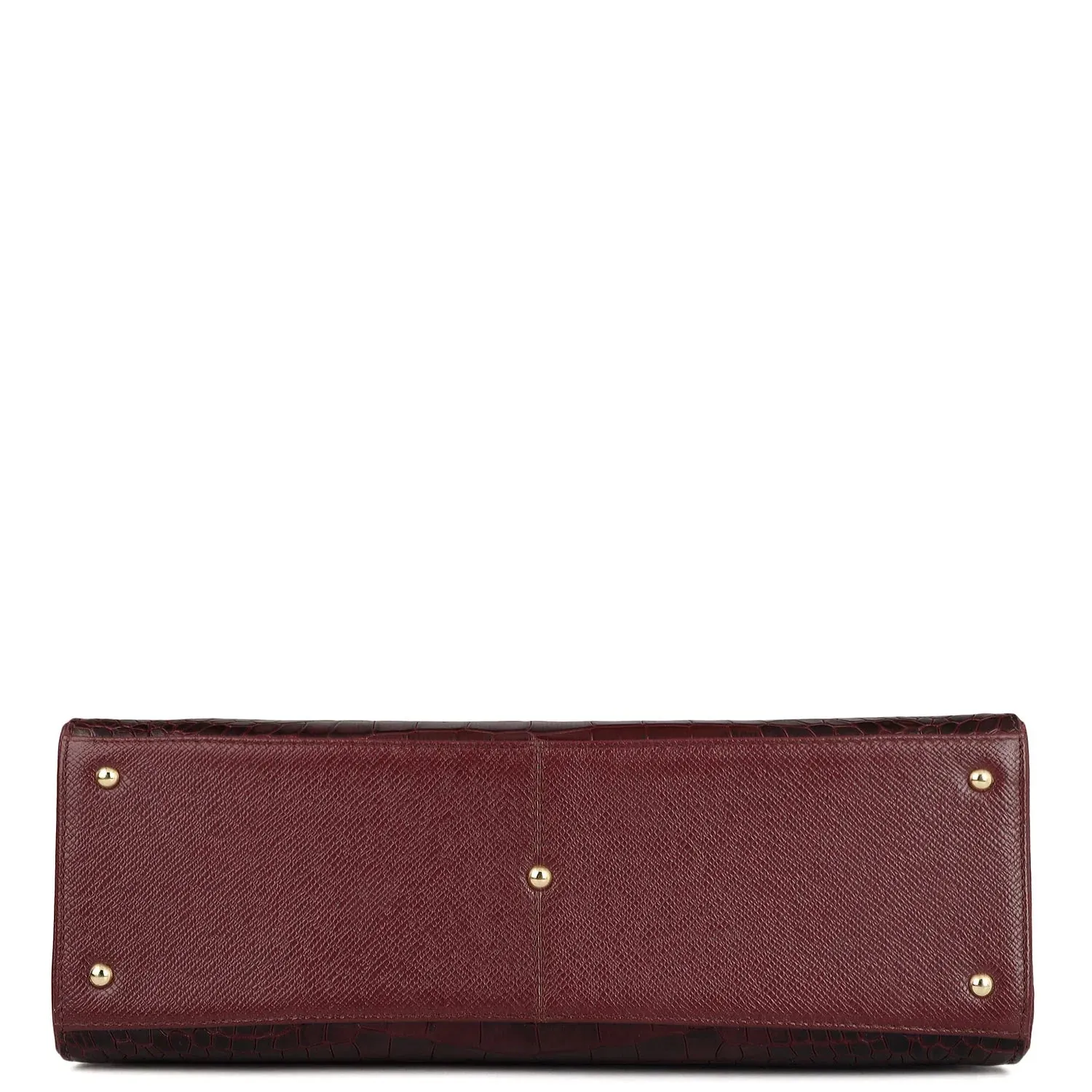 Medium Croco Leather Satchel - Wine