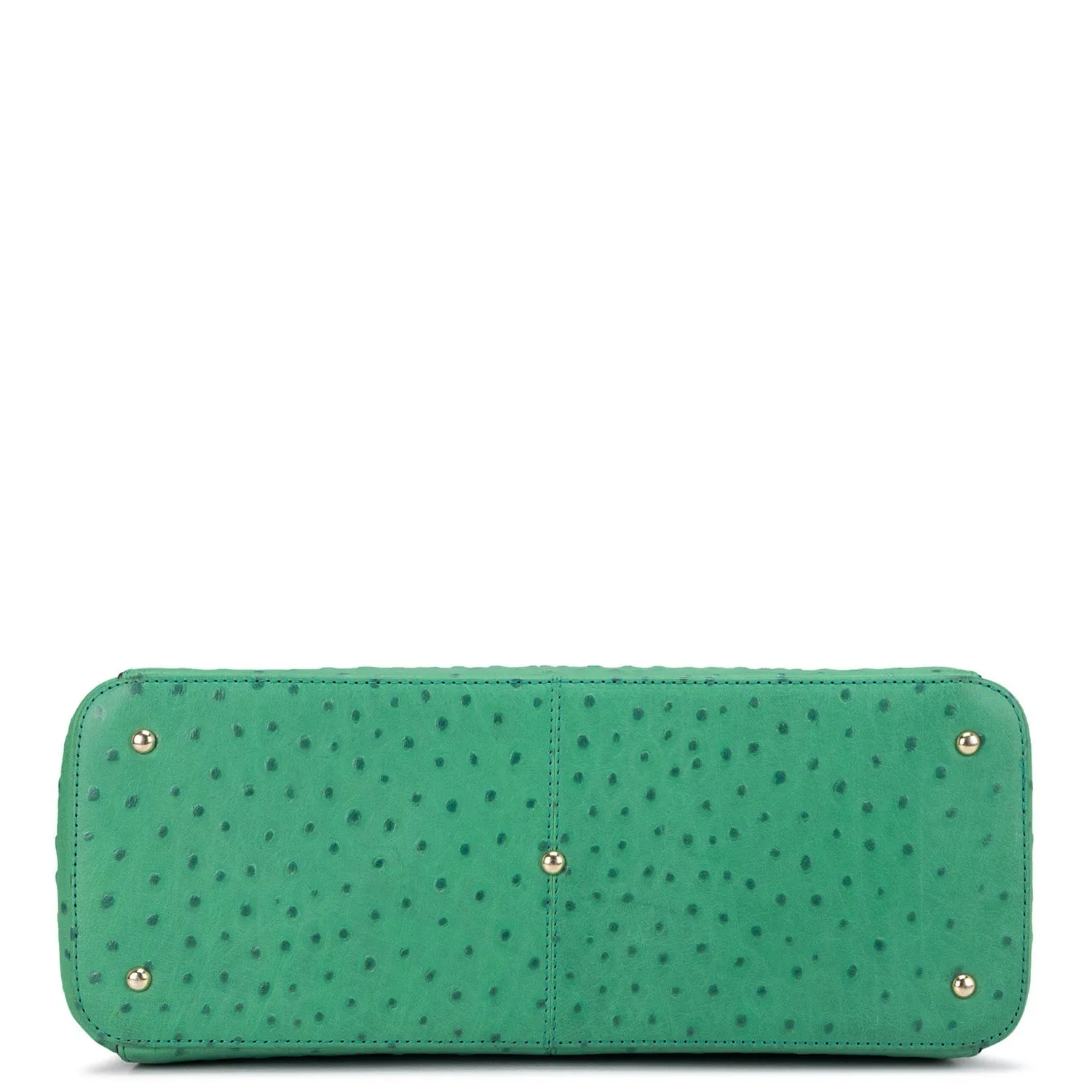 Medium Ostrich Leather Satchel - Green