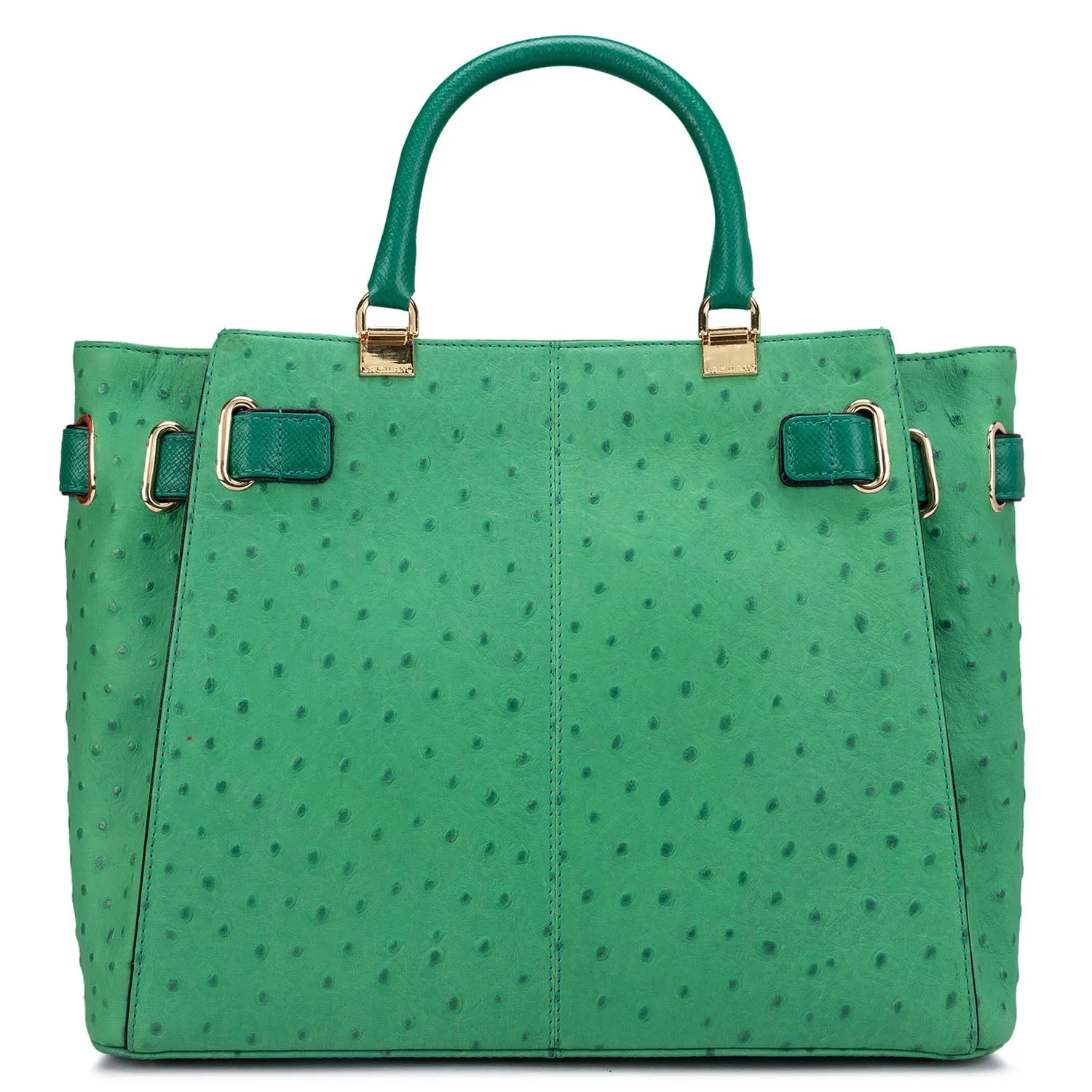 Medium Ostrich Leather Satchel - Green