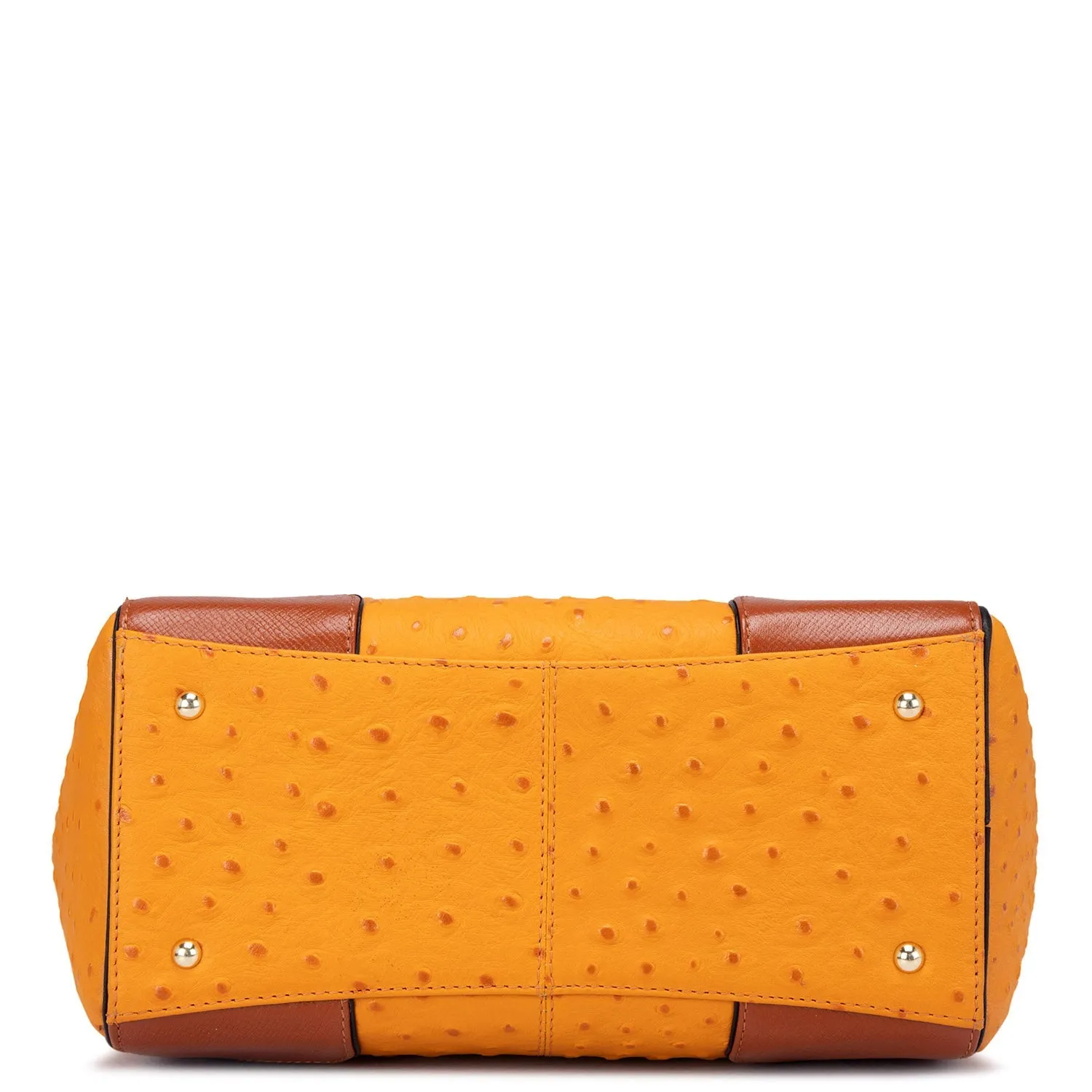 Medium Ostrich Leather Satchel - Orange