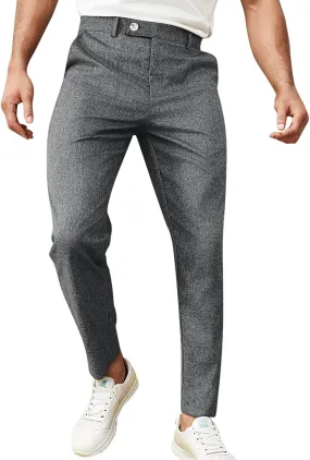 Mens Cotton Linen Drawstring Pants, Full Length Mid Waist Elastic Waistband Casual Jogger Yoga Pants Flexible Joggers