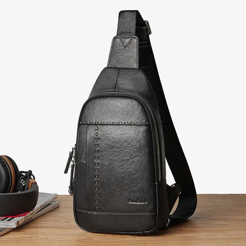 Men's Cowhide Leather Crossbody Bag