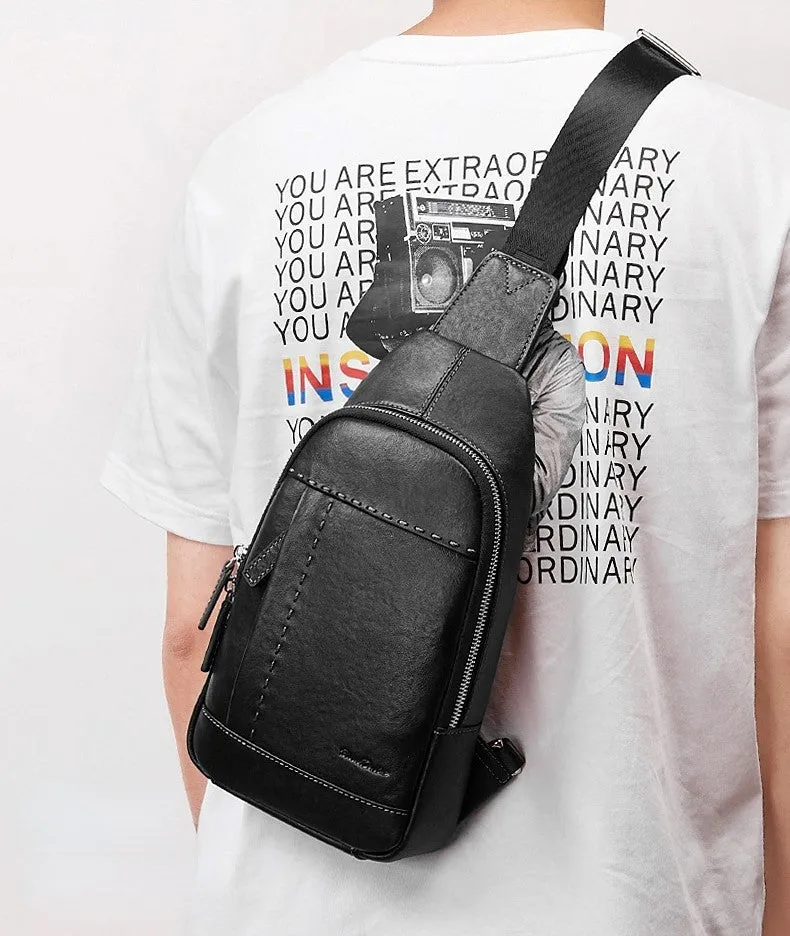 Men's Cowhide Leather Crossbody Bag