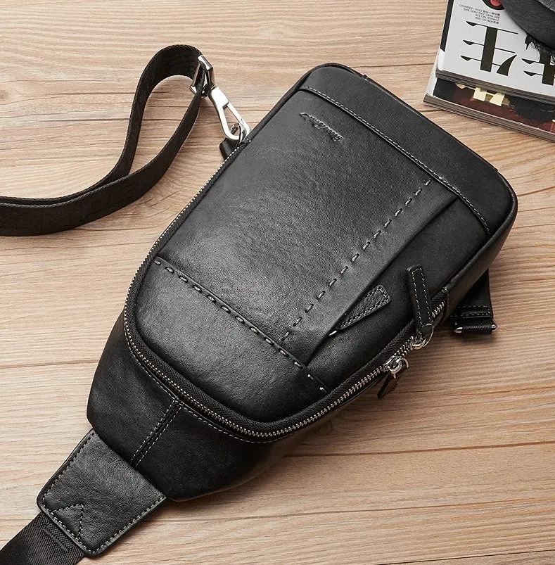 Men's Cowhide Leather Crossbody Bag