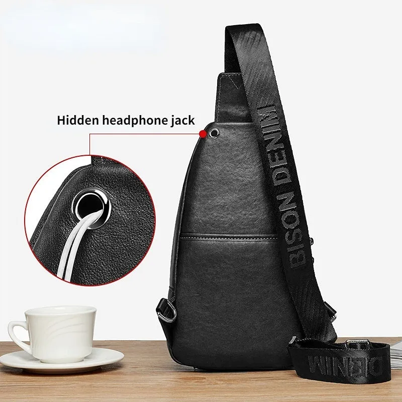 Men's Cowhide Leather Crossbody Bag